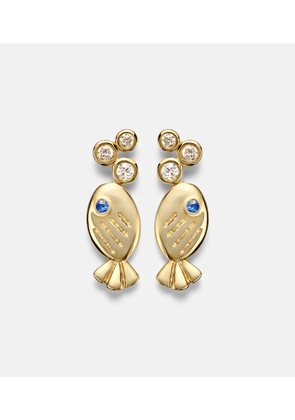Yvonne Leon Sous L'eau 9kt gold earrings with diamonds and sapphires