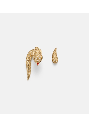 Yvonne Leon Python 9kt gold earrings with diamonds and spinels