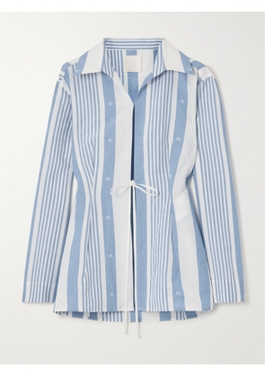 Givenchy - Embroidered Striped Cotton And Linen-blend Shirt - Blue - FR 34,FR 36,FR 38,FR 40,FR 42,FR 44