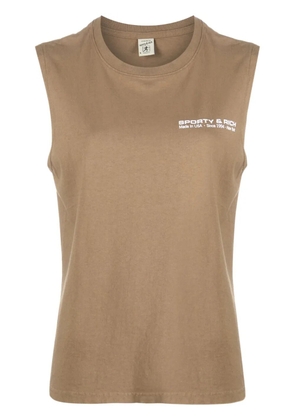 Sporty & Rich logo-print cotton tank top - Brown