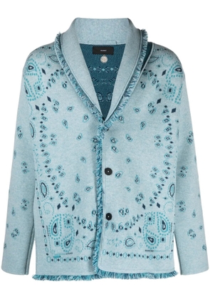 Alanui bandana-jacquard cashmere cardigan - Blue
