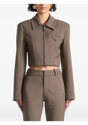 Manière De Voir wide-shoulder zip jacket - Brown