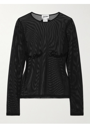 Jean Paul Gaultier - Flocked Stretch-tulle Top - Black - xx small,x small,small,medium,large,x large,xx large