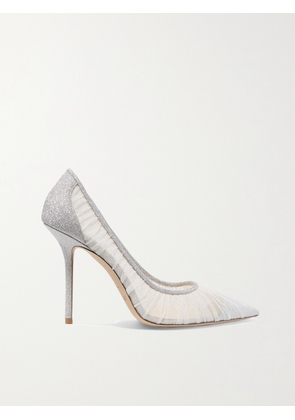 Jimmy Choo - Love 100 Glittered Tulle And Canvas Pumps - Ivory - IT34,IT35,IT35.5,IT36,IT36.5,IT37,IT37.5,IT38,IT38.5,IT39,IT39.5,IT40,IT40.5,IT41,IT41.5,IT42,IT43