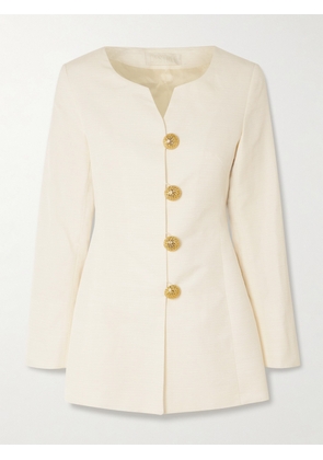 DESTREE - Claude Embellished Cotton-blend Faille Jacket - Ecru - x small,small,medium,large