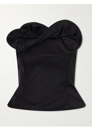 Magda Butrym - Ruffled Wool And Silk-blend Corset Top - Black - FR 34,FR 36,FR 38,FR 40,FR 42
