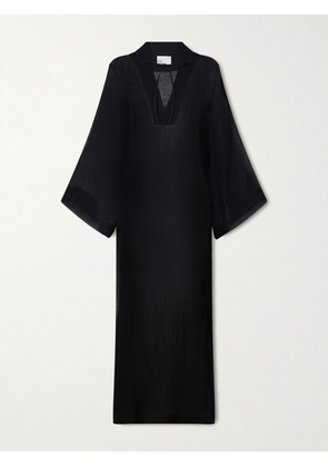 Lisa Marie Fernandez - Crinkled Linen-blend Gauze Kaftan - Black - 1,2,3,4