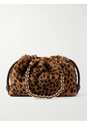 LOEWE - Flamenco Medium Leather-trimmed Leopard-print Shearling Clutch - Animal print - One size