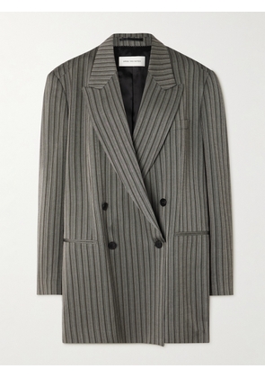 Dries Van Noten - Oversized Double-breasted Striped Twill Blazer - Gray - x small,small,medium,large