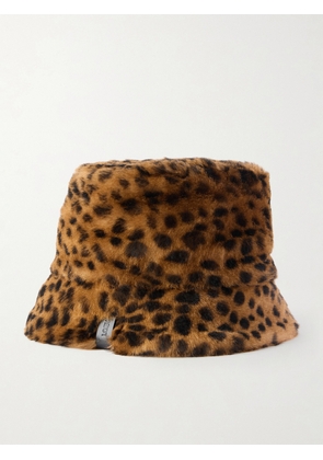 LOEWE - Leather-trimmed Leopard-print Shearling Bucket Hat - Animal print - S,L