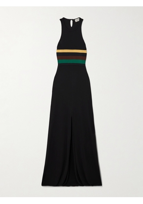 SAINT LAURENT - Striped Crepe-jersey Maxi Dress - Black - x small,small,medium