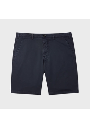 PS Paul Smith Navy Stretch Cotton-Twill Shorts With Embroidery Detail Blue