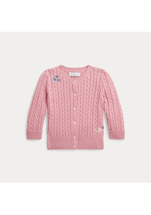 Floral Mini-Cable Cotton Cardigan