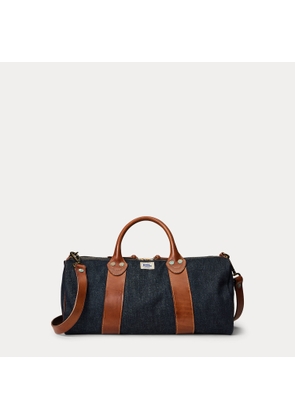 Leather-Trim Indigo Denim Duffel