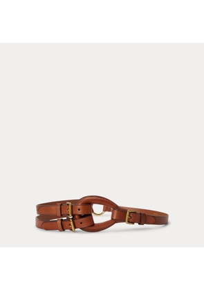 Triple-Buckle Equestrian Leather Belt