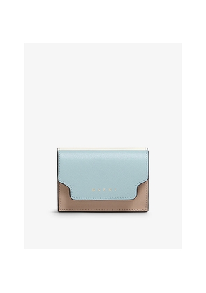 Womens Marni Logo-Print Zip-Up Leather Wallet