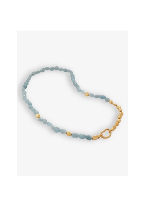 Womens Monica Vinader Beaded Chain 18ct Yellow Gold-Plated Vermeil Sterling-Silver and Aquamarine Necklace