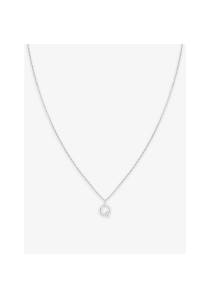 Womens Astrid & Miyu Initial Q Rhodium-Plated Sterling-Silver and Cubic Zirconia Pendant Necklace