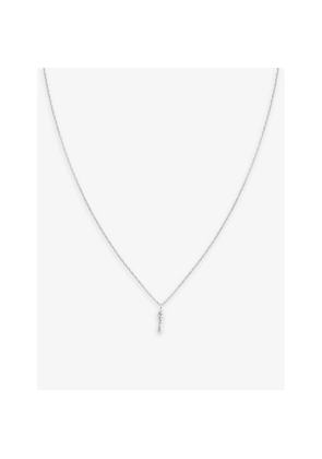 Womens Astrid & Miyu 'I' Initial Cubic-Zirconia Rhodium-Plated Sterling-Silver Necklace