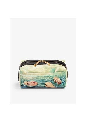 Womens Seletti Wears Toilerpaper Sea Girl Faux-Leather Wash Bag