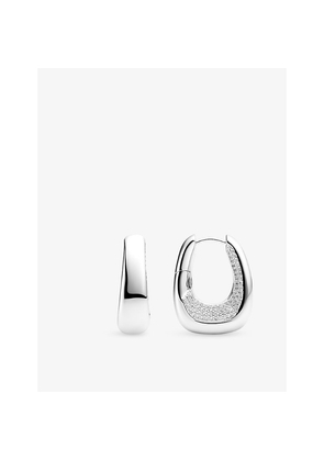 Womens Sif Jakobs Borsa Pianura Grande Sterling Silver and Cubic Zirconia Hoop Earrings