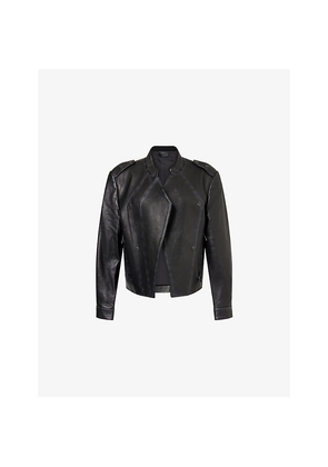 Womens Team Wang Design Acceptance Open-Front Leather Jacket