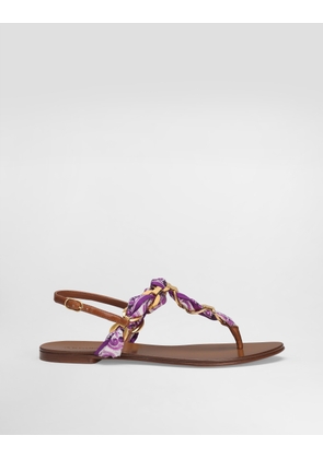 Dolce & Gabbana Majolica-print Twill Flip-flops - Woman Flat Shoes Multicolor 39