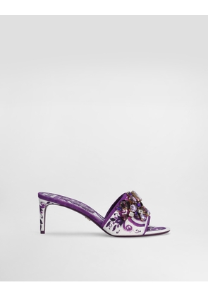 Dolce & Gabbana Brocade Mules With Jewel Embroidery - Woman Slides And Mules Multicolor 41.5