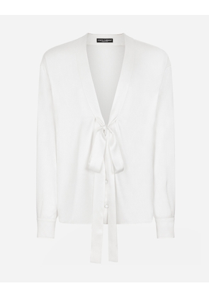 Dolce & Gabbana Silk Shirt With Pussy-bow Detail - Man Shirts White Silk 46