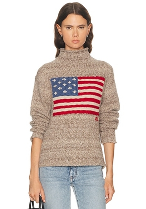 Polo Ralph Lauren Mock Neck Sweater in Natural Multi - Brown. Size S (also in XS).