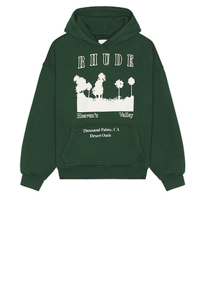 Rhude Thousand Palms Hoodie in Vintage Forest Green & White - Green. Size M (also in XL/1X).