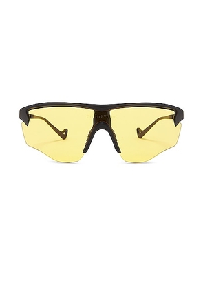 District Vision Junya Racer Sunglasses in Black & D+ Sports Yellow - Yellow. Size all.