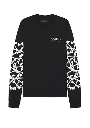 Amiri Bones Stacked Long Sleeve Tee in Black - Grey. Size L (also in S).