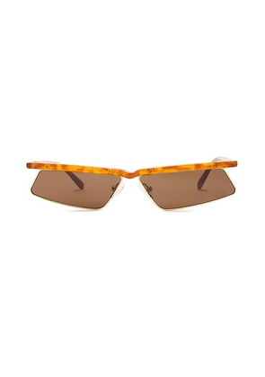 THE ATTICO Aria Sunglasses in Yellow Gold  Blonde T-Shell  & Brown - Brown. Size all.