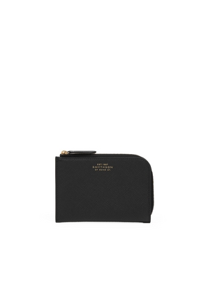 Smythson Small Flat Pouch In Panama In Black