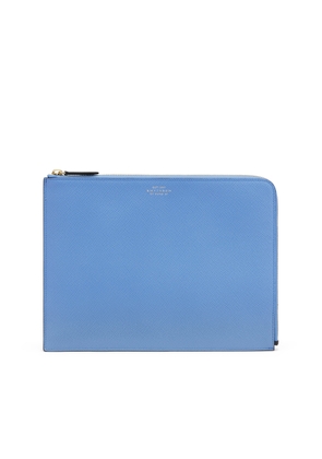 Smythson Large Pouch In Panama In Nile Blue