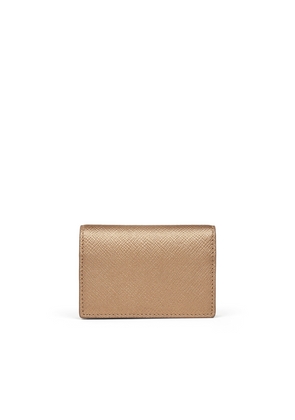 Smythson Folded Card Case With Snap Closure In Panama In Bronze