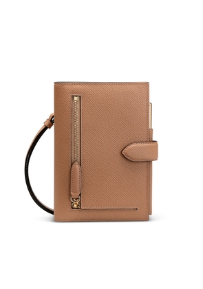 Smythson Notebook Organiser With Strap In Panama In Light Rosewood