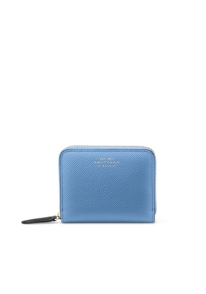 Smythson Small Zip Around Purse In Panama In Nile Blue