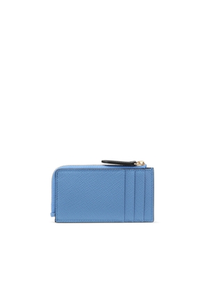 Smythson 3 Card Slot Coin Purse In Panama In Nile Blue