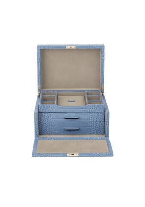 Smythson 3 Drawer Jewellery Box In Mara In Nile Blue