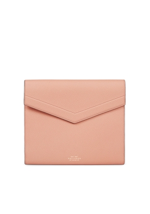 Smythson A5 Envelope Writing Folder In Panama In Peach
