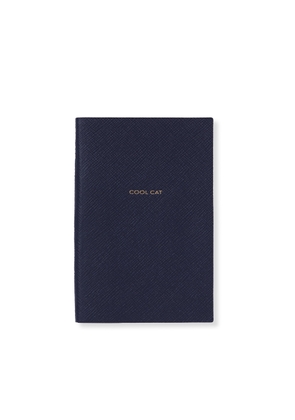 Smythson Cool Cat Chelsea Notebook In Panama In Navy