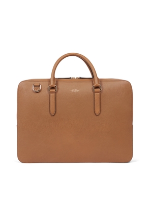 Smythson Slim Briefcase In Ludlow In Chestnut