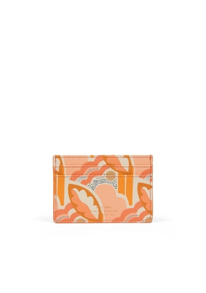 Smythson Flat Card Holder In Panama In Bloom Cantaloupe