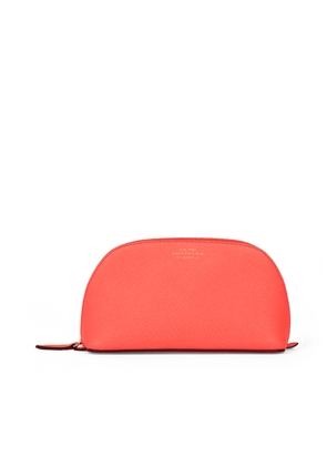 Smythson Cosmetic Case In Panama In Bright Coral