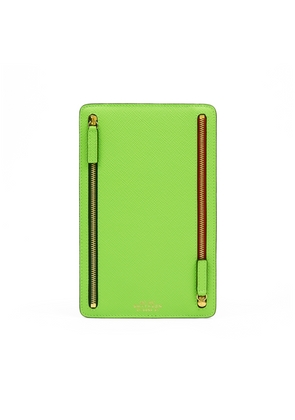 Smythson Multi-Zip Case In Panama In Apple Green