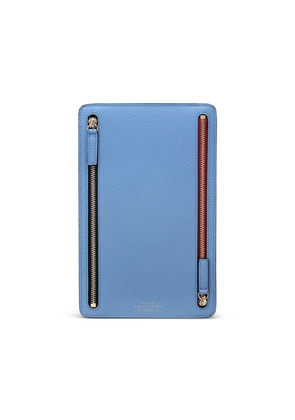 Smythson Multi-Zip Case In Panama In Nile Blue