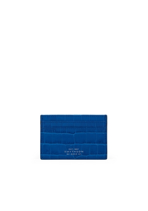Smythson Flat Card Holder In Mara In Cerulean