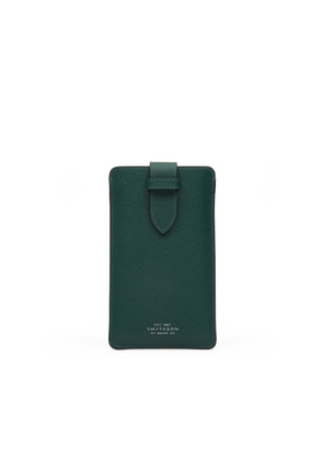 Smythson Phone Sleeve In Panama In Forest